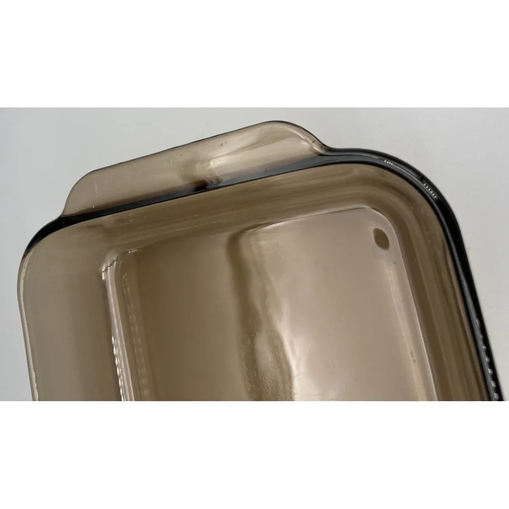 Pyrex 222-R Brown 2QT 2L Clear Glass Square Baking Dish Oven and Microwave Safe